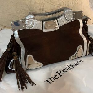 Gucci Indy Race Top Bamboo Tassel suede vintage tote